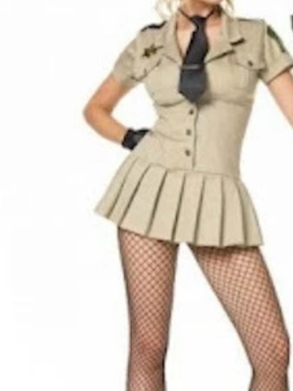 Leg Avenue Khaki Sheriff Costume Pleated Skirt Dress Medium Stretch Sexy police